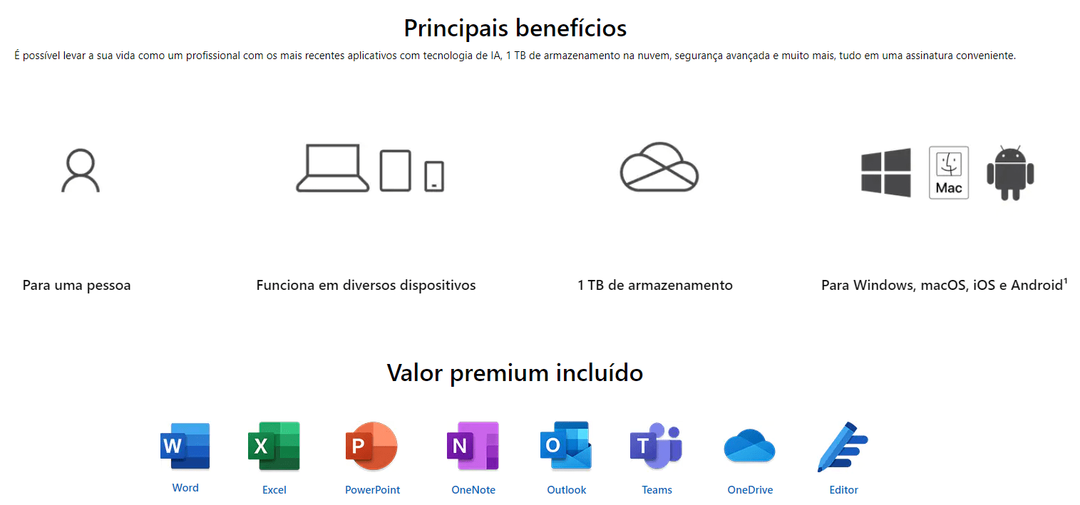 OFERTA DO DIA  Office 365 Personal + 1 TB de armazenamento no