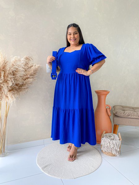 Vestido Azul Royal Plus Size Festa Quero Ver Vestido Azul Vestido