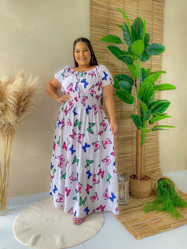 Vestido branco longo hot sale vual
