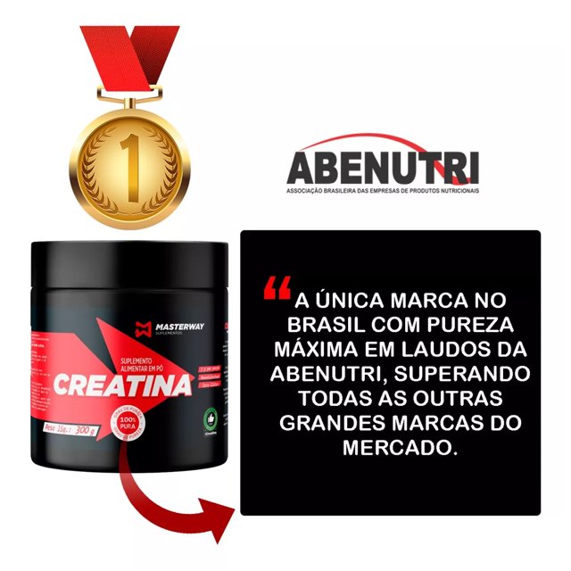 Creatina Masterway 300g Monohidratada Serve 100 Doses 100 Pura