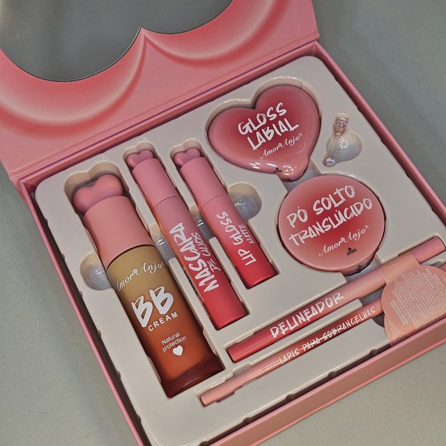 Kit De Maquiagem Rosa 7 Em 1 Amor Anjo | Loja de Maquiagem Online