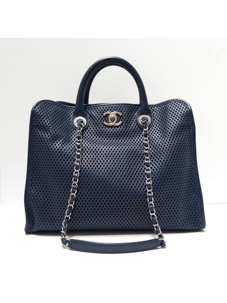 chanel blue tote bolsa