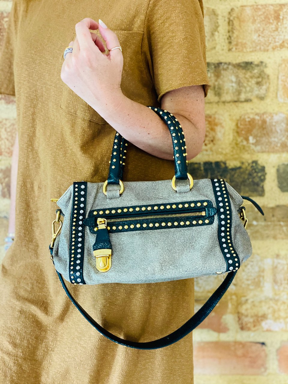 prada studded strap bolsa