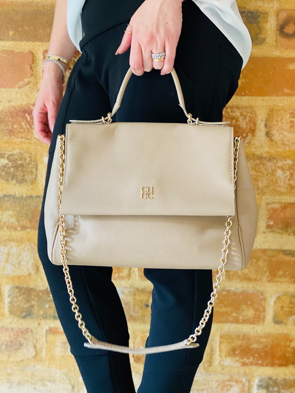 carolina herrera leather bolsa
