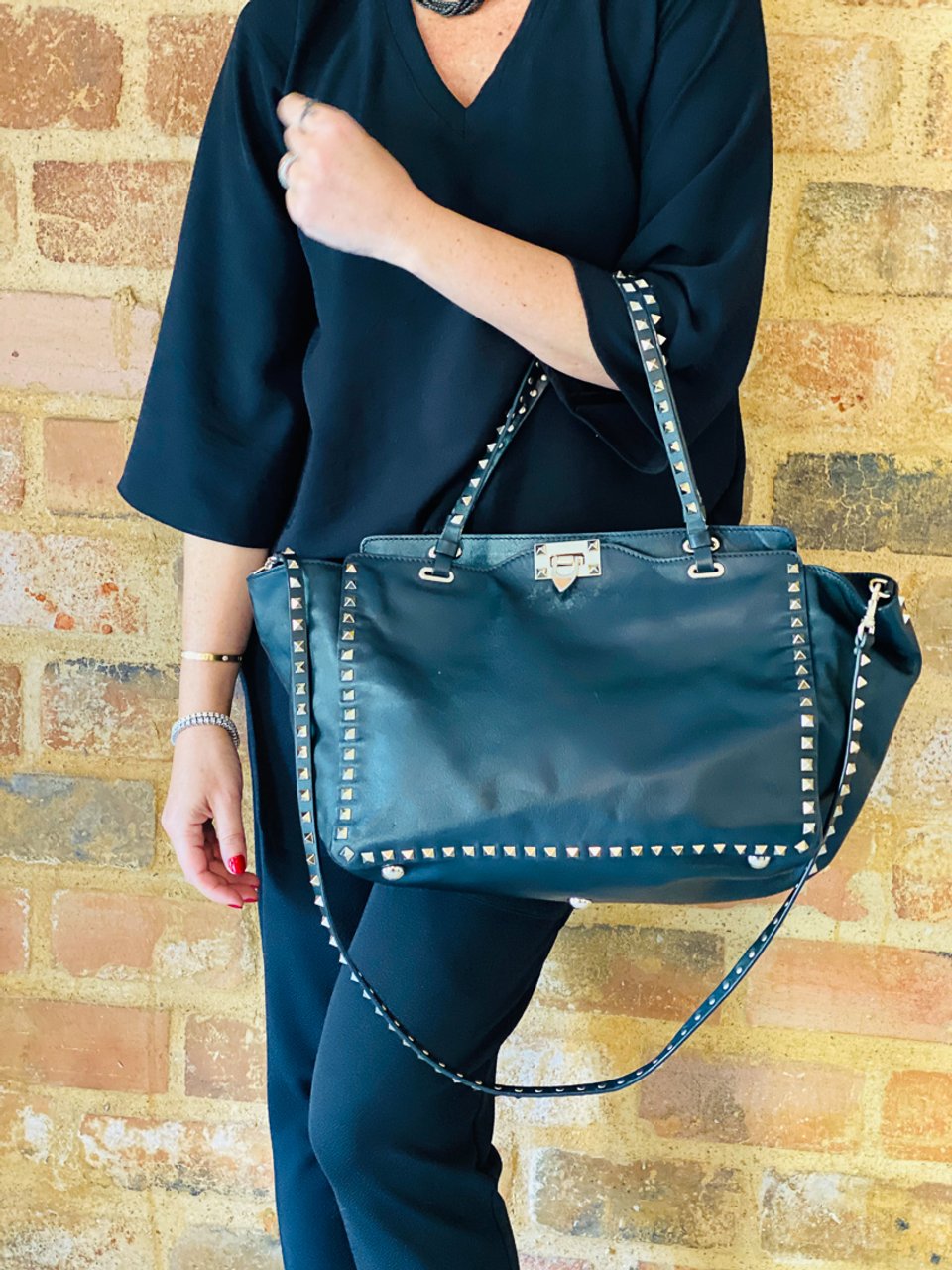 valentino rockstud bolsa black