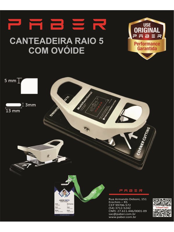 Canteadeira C/ Furador Ovoide P/ Cracha Plastificação Paber | Paber ...