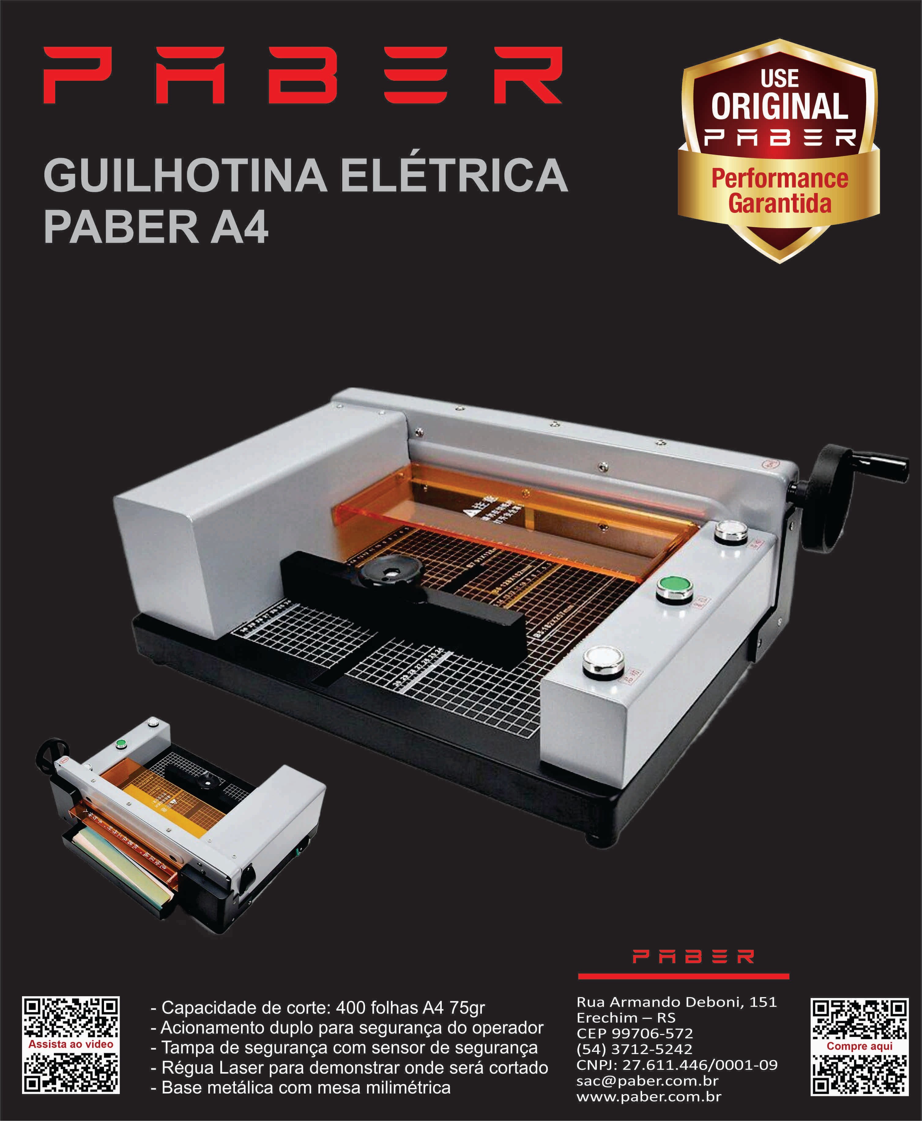 Guilhotina eletrica para corte de papel A4 para 400 folhas | PABER ...