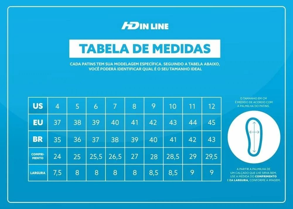 Tabela de Patins HD inline
