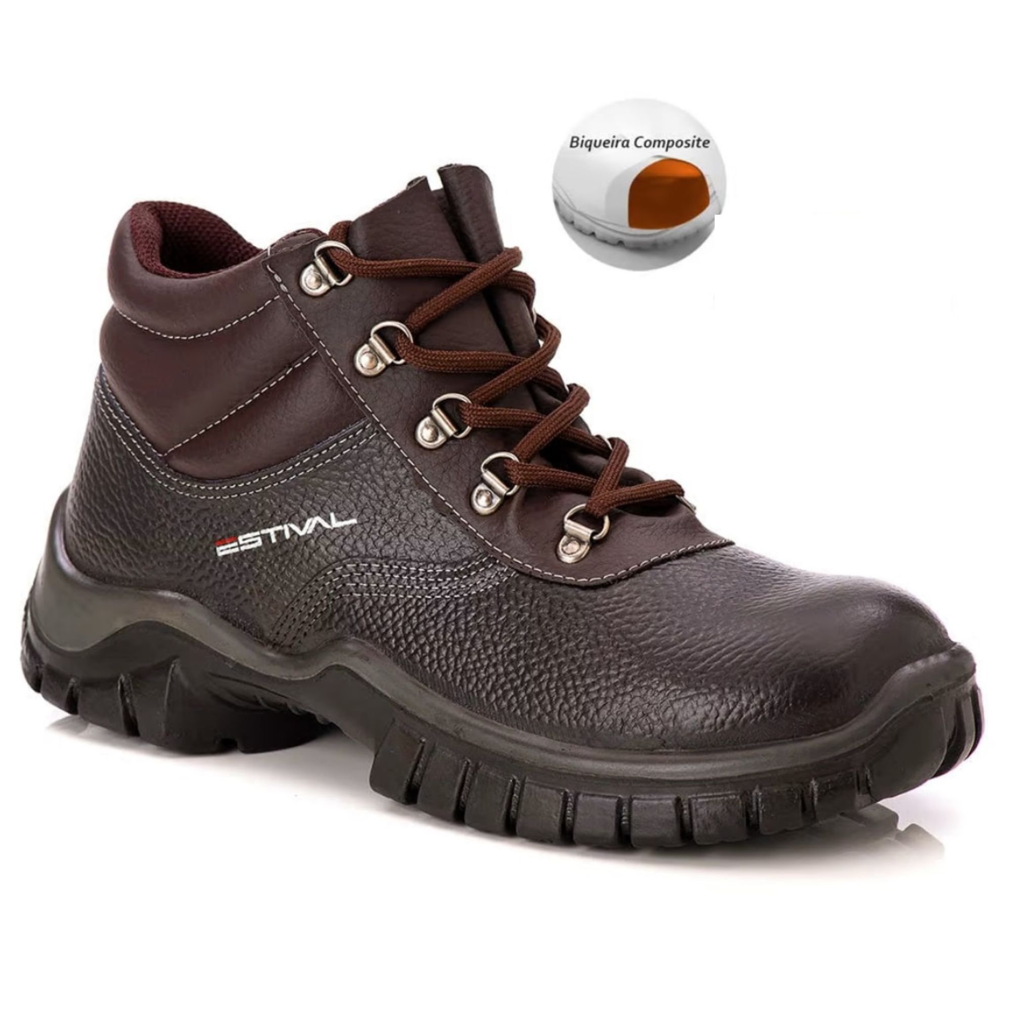 Bota de Segurança em Couro Café Estival WO100033S1 Bico Composite