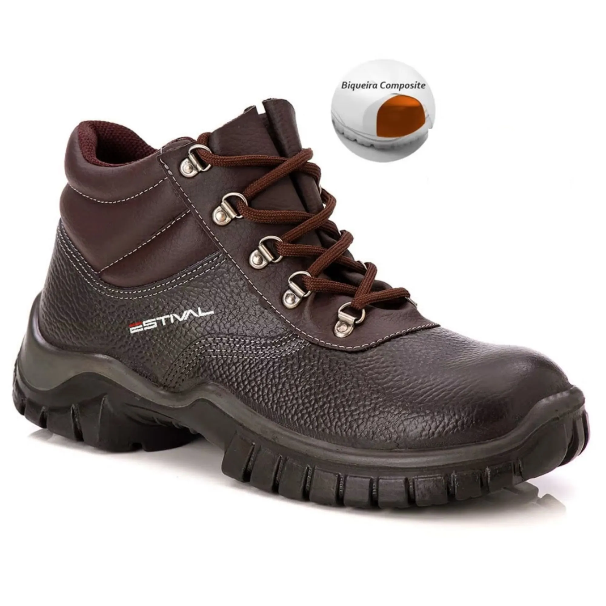 Bota de Segurança em Couro Café Estival WO100033S1 Bico Composite