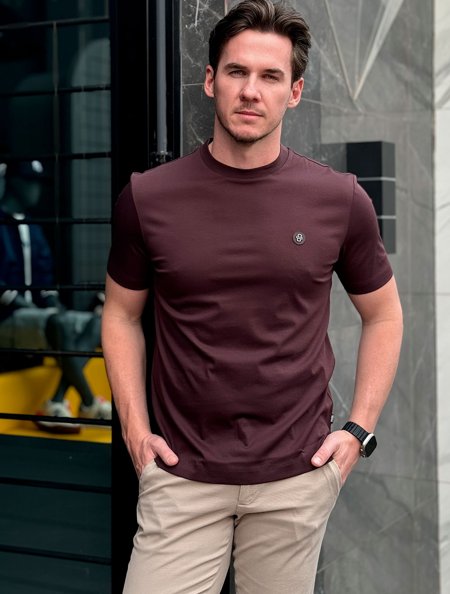 Camiseta Hugo Boss Regular C-Taut 01 Vinho | Adamanto Store