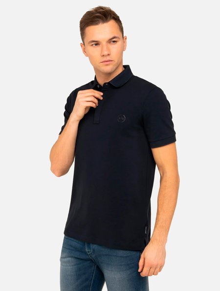 Polo Armani Exchange Masculina Slim Fit Piquet 8NZF91ZJ81Z Azul