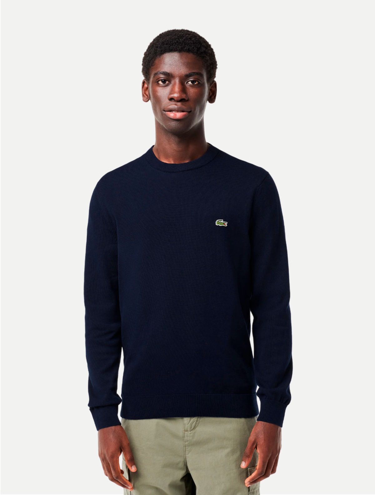 Suéter Lacoste Masculino Clássico Regular AH1985 Azul Marinho
