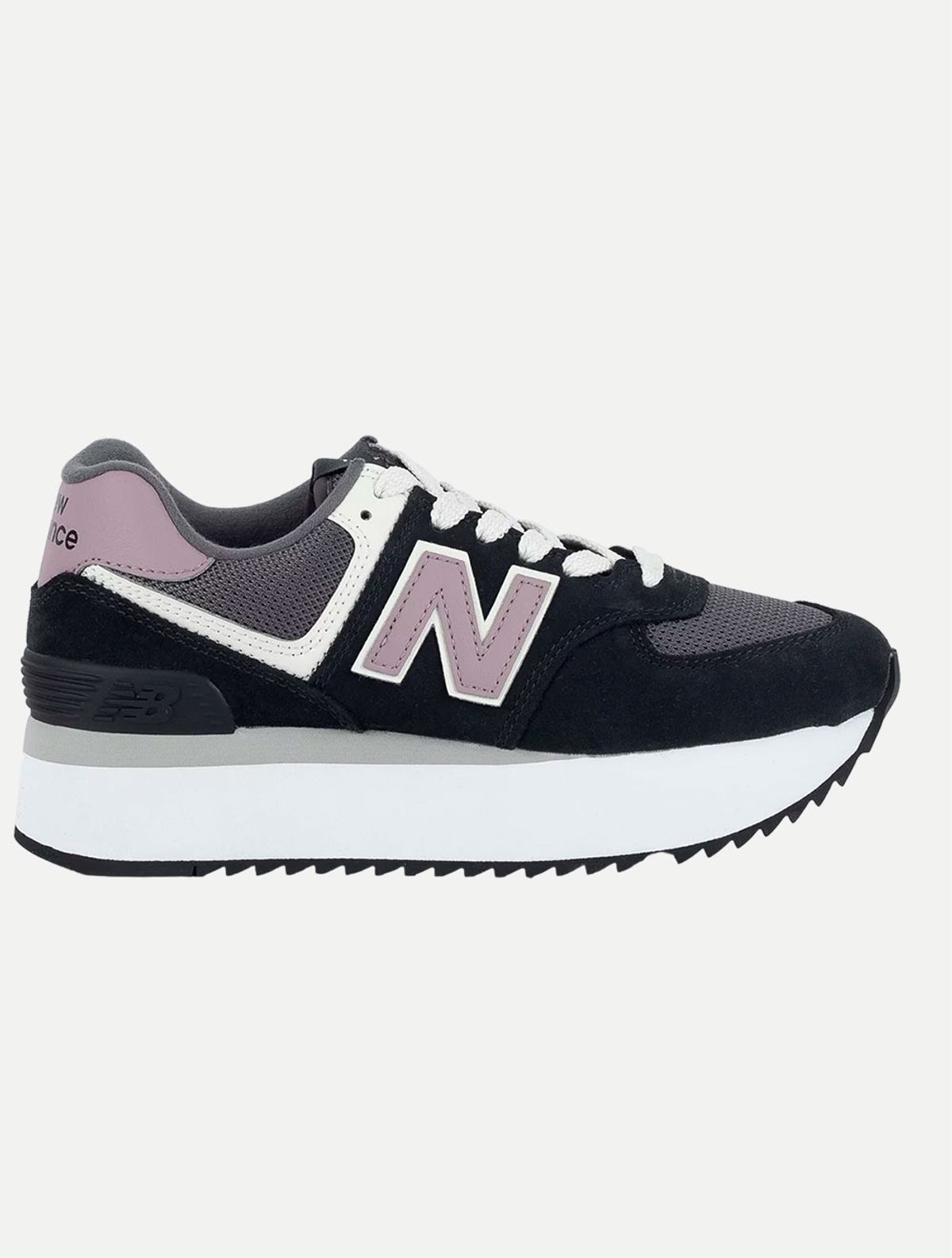 Tênis New Balance 574+ Preto/Rosa Claro | Adamanto Store
