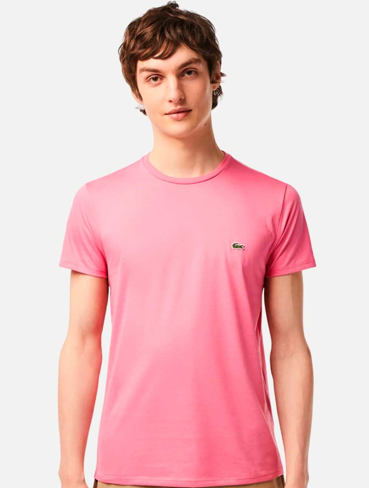 Camiseta Lacoste Masculina Pima Regular Fit TH6709 Rosa | Adamanto