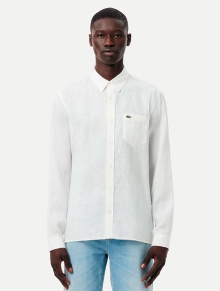 Camisa Lacoste Regular Fit Linho CH4901 Branca Adamanto Store