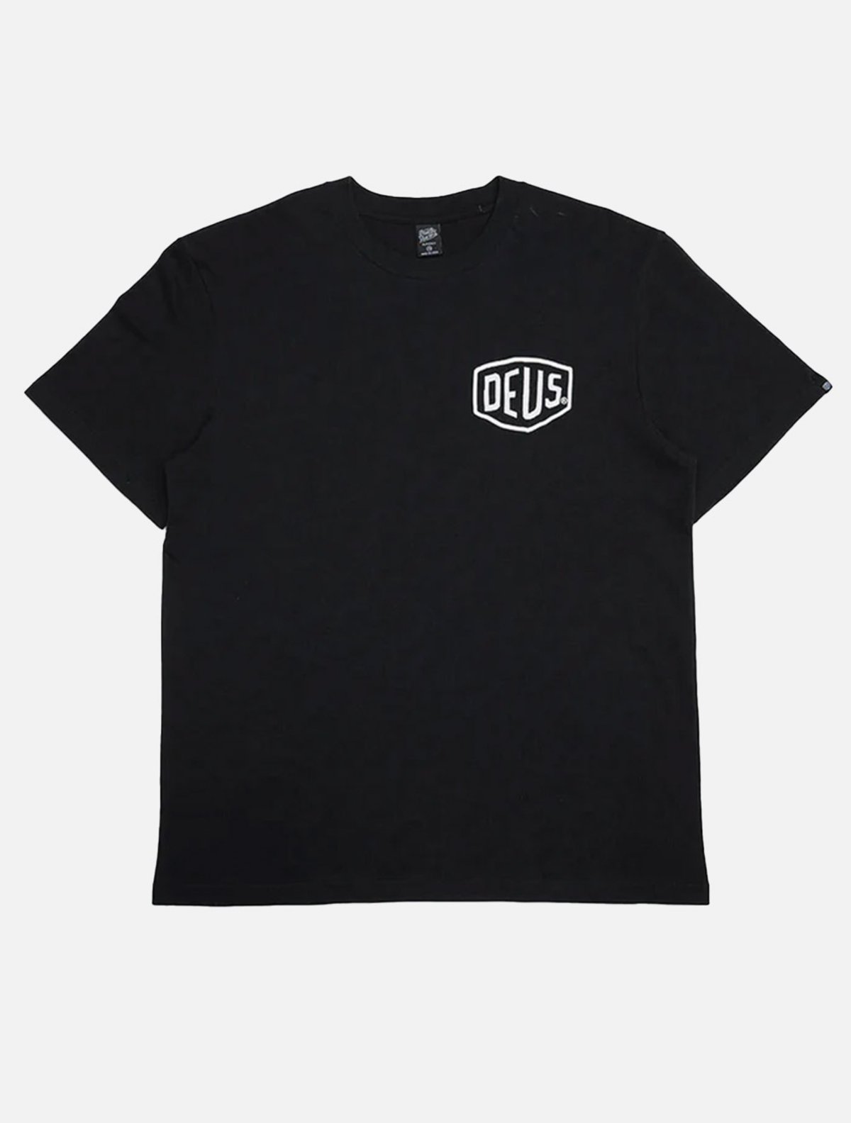 DEUS セミドライ　M ブラック 5m Camiseta Deus Ex Machina Masculina Box Fit Frontage Preta