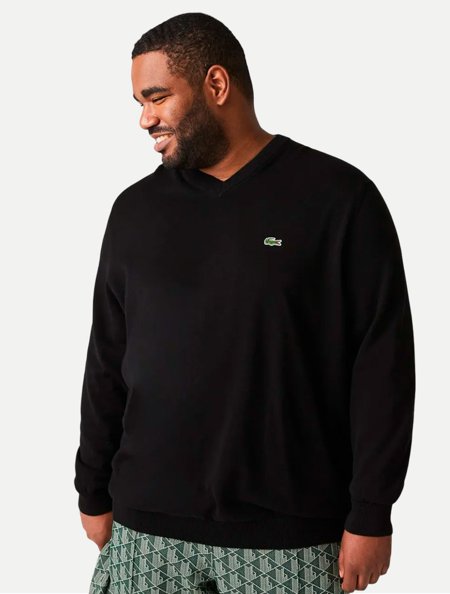 Suéter Lacoste Masculino Gola V Regular AH1951 Preto | Adamanto Store