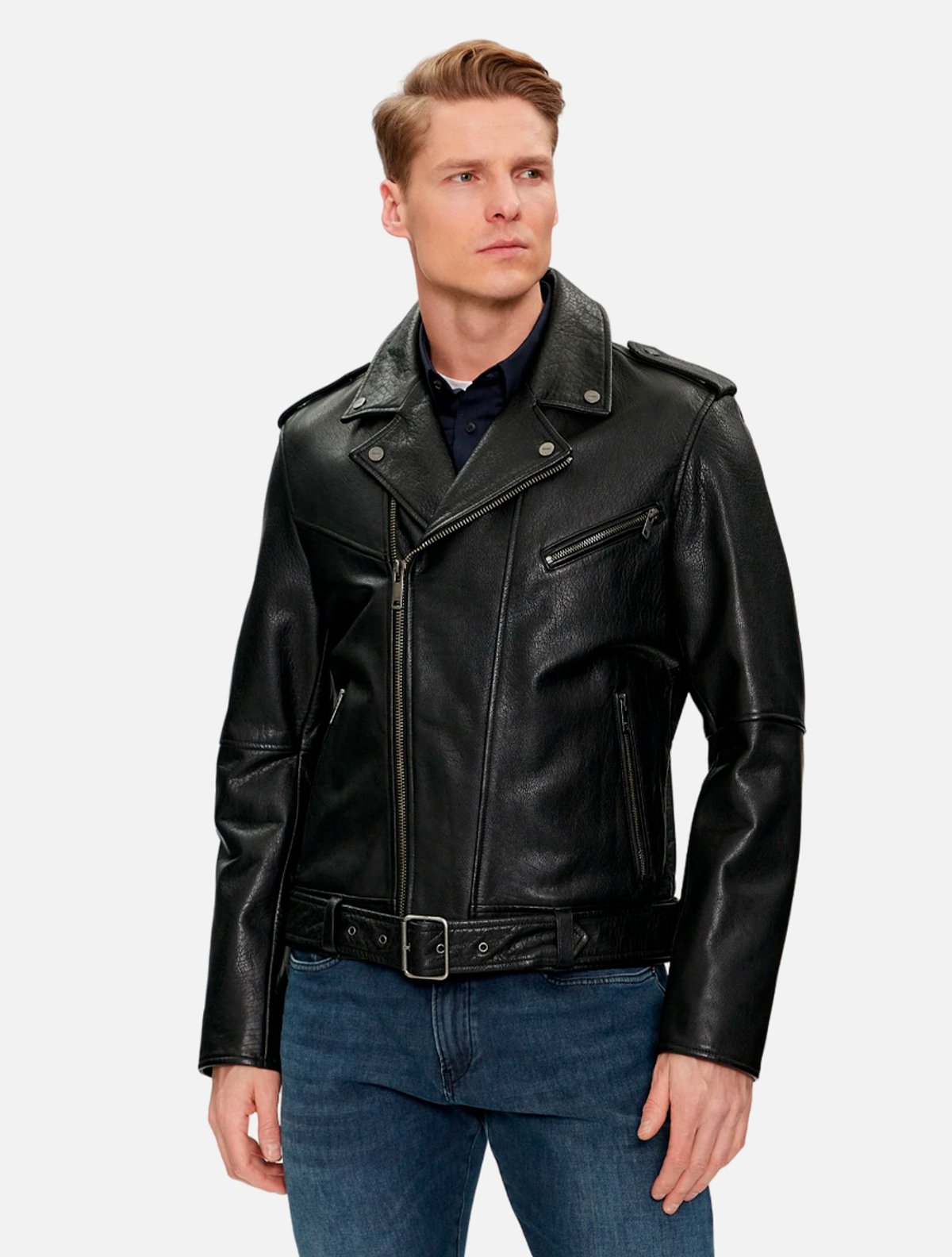 Jaqueta Hugo Boss Regular Couro Lowis 4 Preto | Adamanto Store