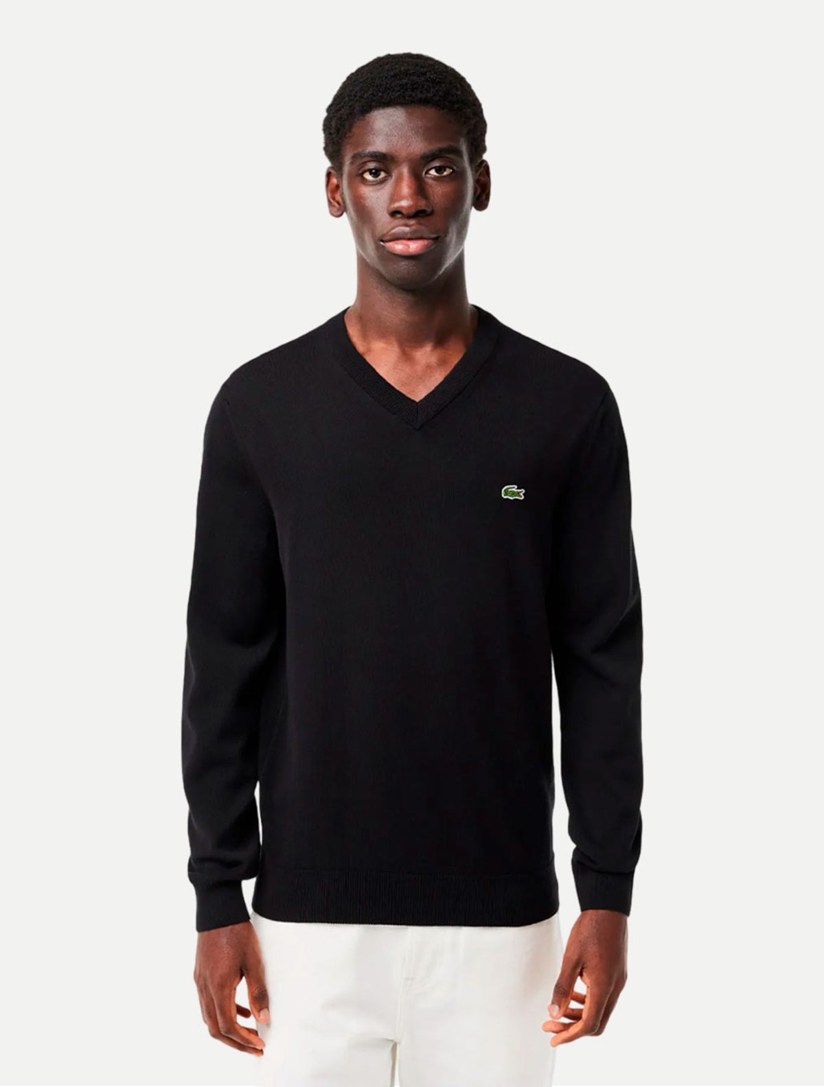 Suéter Lacoste Masculino Gola V Regular AH1951 Preto | Adamanto Store