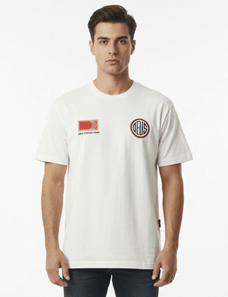Camiseta Deus Ex Machina Masculina Loose Fit Holeshot Off White