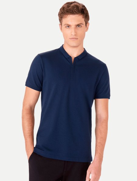 Polo Ricardo Almeida Regular Zíper 11223502 Azul Marinho