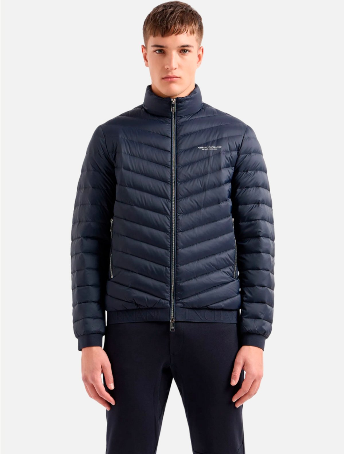 Jaqueta Armani Exchange Masculina Regular Puffer Melange Grey Navy