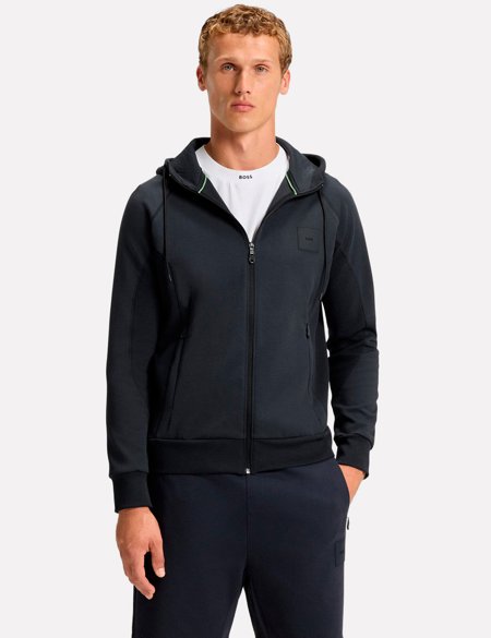 Jaqueta Hugo Boss Masculina Moletom Regular Stretch Saggy Rib Azul