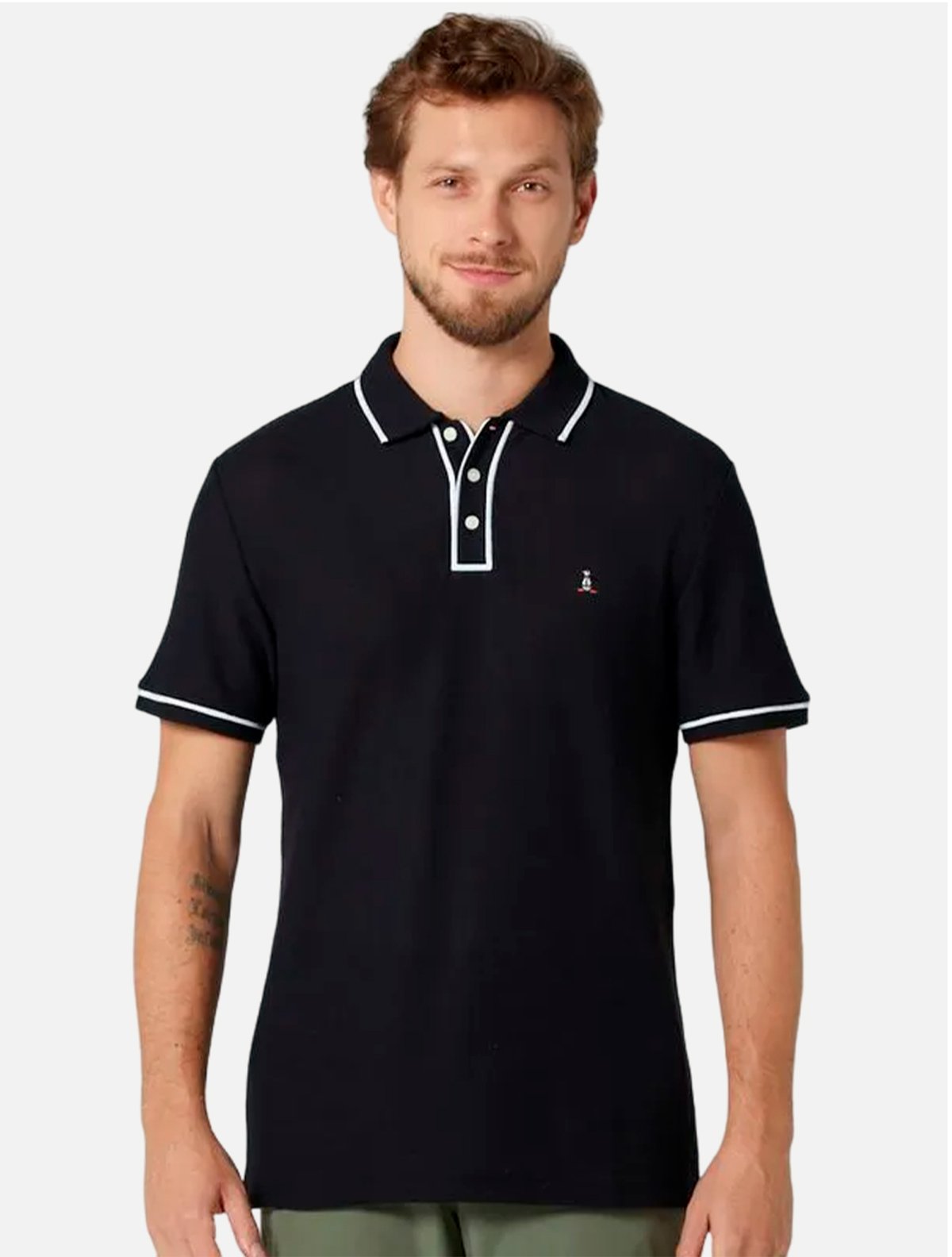 Polo Original Penguin Masculina Regular OPKM3500 Preta | Adamanto