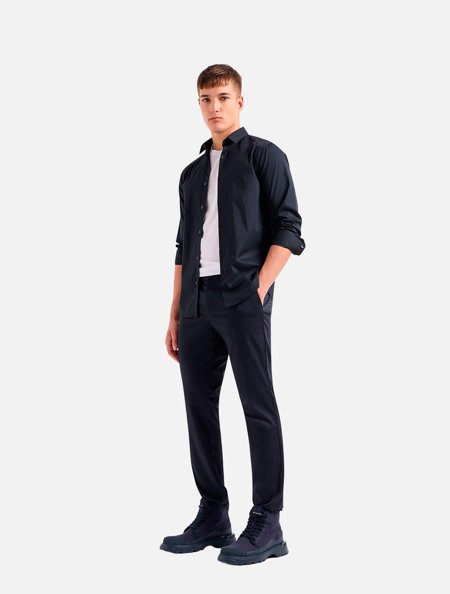 Camisa Armani Exchange Navy Masculina Slim 8NZC31ZN28Z Azul
