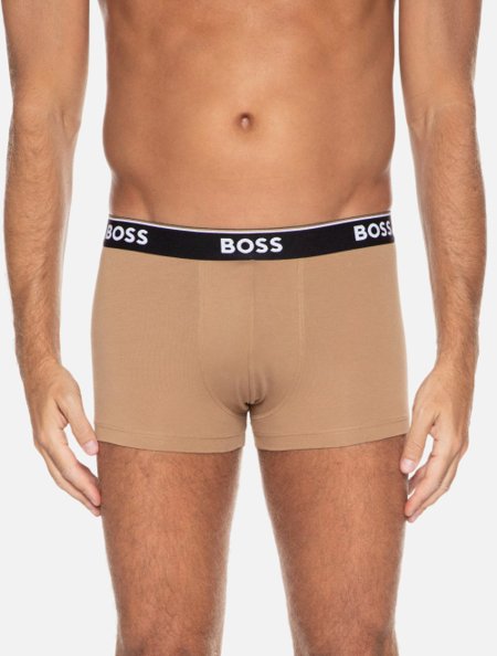 Kit Cueca Hugo Boss Masculino Trunk 3P Power Preto/Bege/Branco