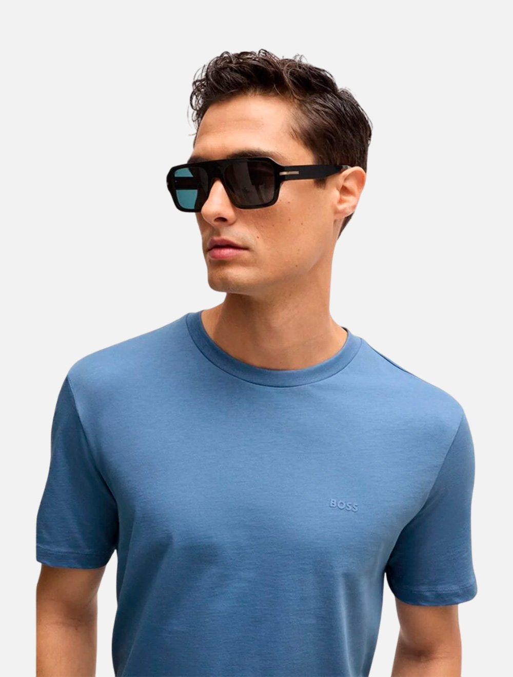 Camiseta Hugo Boss Masculina Regular Fit Thompson 01 Azul Royal ...