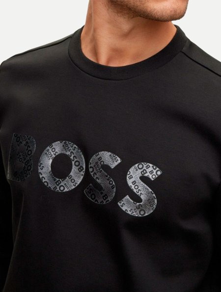 Blusa Hugo Boss Masculina Moletom Regular Salbo Mirro Preta