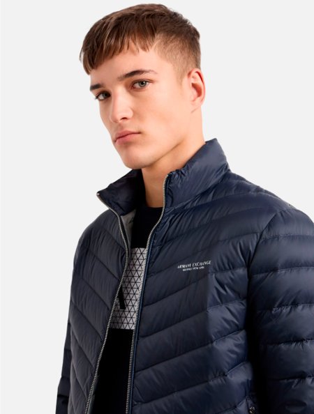 Jaqueta Armani Exchange Masculina Regular Puffer Melange Grey Navy