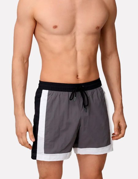 Short Hugo Boss Masculino Regular Remy Cinza/Branco/Preto | Adamanto Store