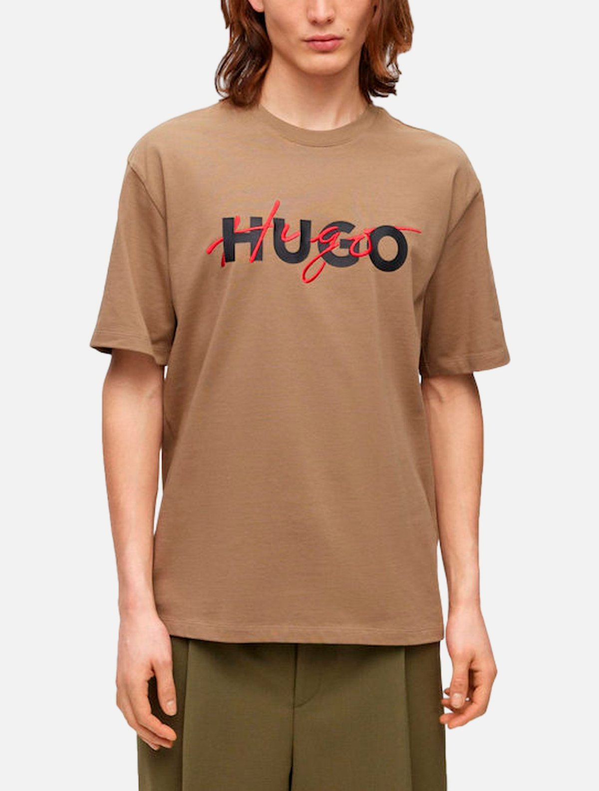 Camiseta Hugo Boss Masculina Relaxed Fit Dakaishi Bege | Adamanto