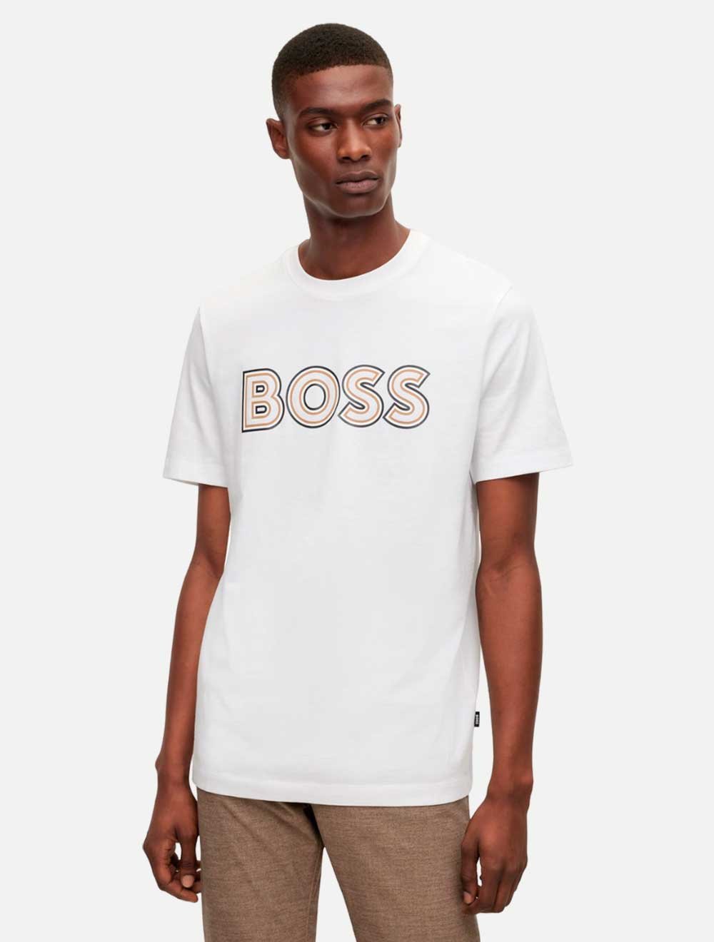 Camiseta Hugo Boss Masculina Regular Tiburt 308 Branca | Adamanto Store