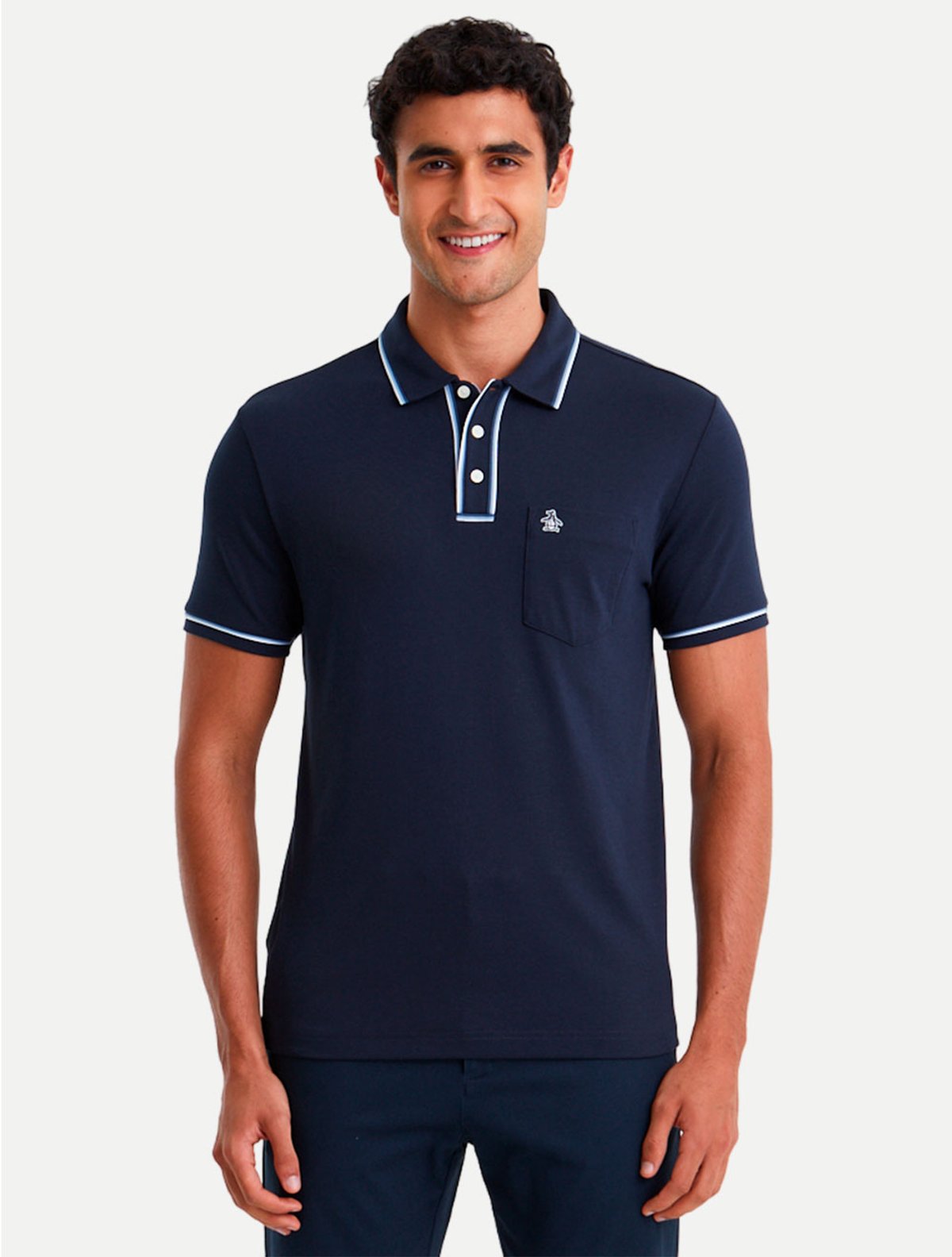 Polo Original Penguin Masculina Regular Pima Cotton OPKSB1830 Azul