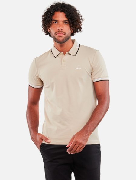 Camisa Gola Polo Hugo Boss Polo Hugo Boss Paul Curved Bege