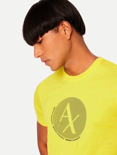 Camiseta Armani Exchange Masculina Slim 6RZTAG Amarela | Adamanto