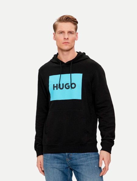 Blusa Hugo Boss Masculina Moletom Regular Duratschi 223 Preto/Azul