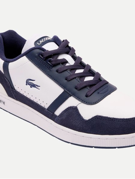 Tênis Lacoste Masculino T-Clip 46SMA0070BR Branco/Azul Marinho