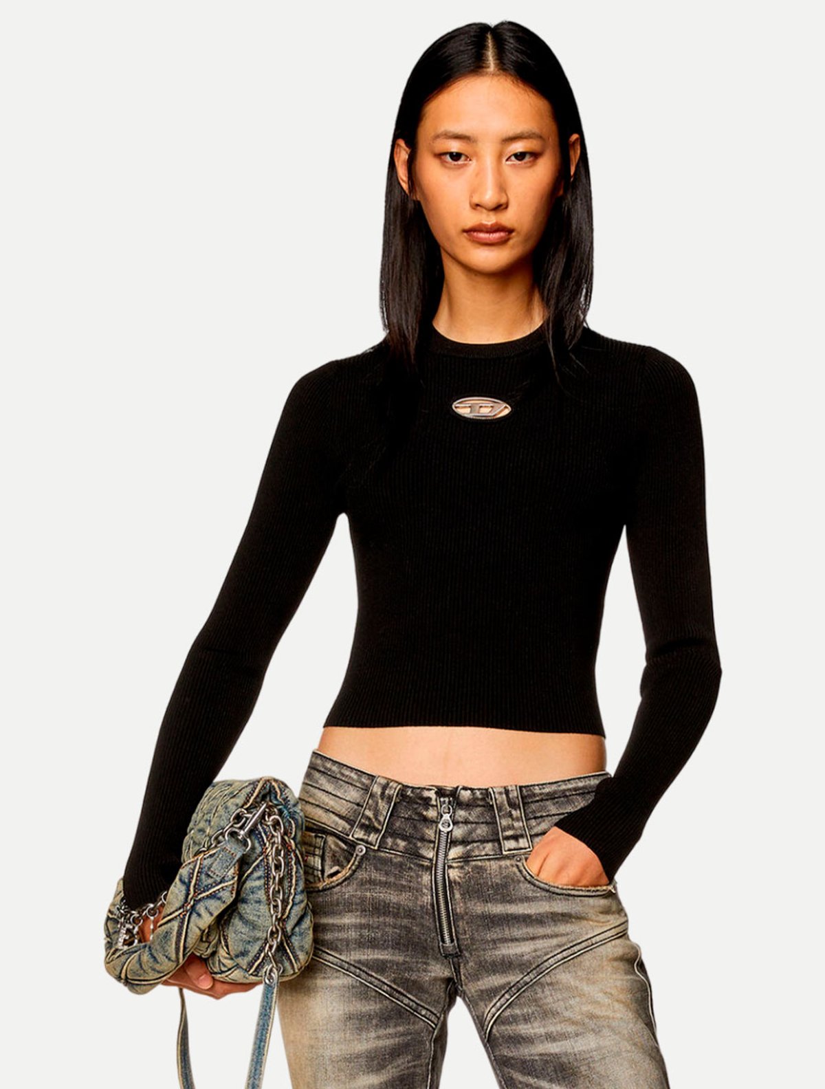 Blusa Diesel Cropped M-Valary A12397 Preta | Adamanto Store