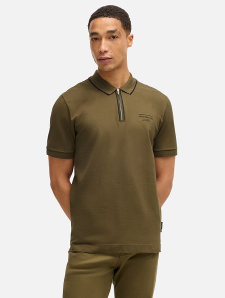 Polo Hugo Boss X Porsche Masculina Regular H-Paras 71 Verde