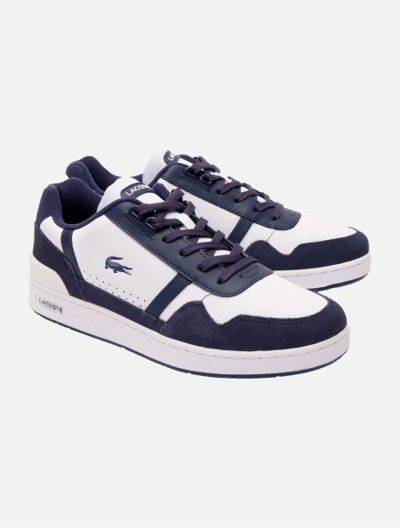 Tênis Lacoste T-Clip 46SMA0070BR Branco e Azul Marinho | Adamanto
