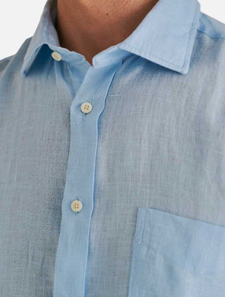 Camisa Zak Masculina Slim Linho ML 44YB068 Azul Claro | Adamanto Store