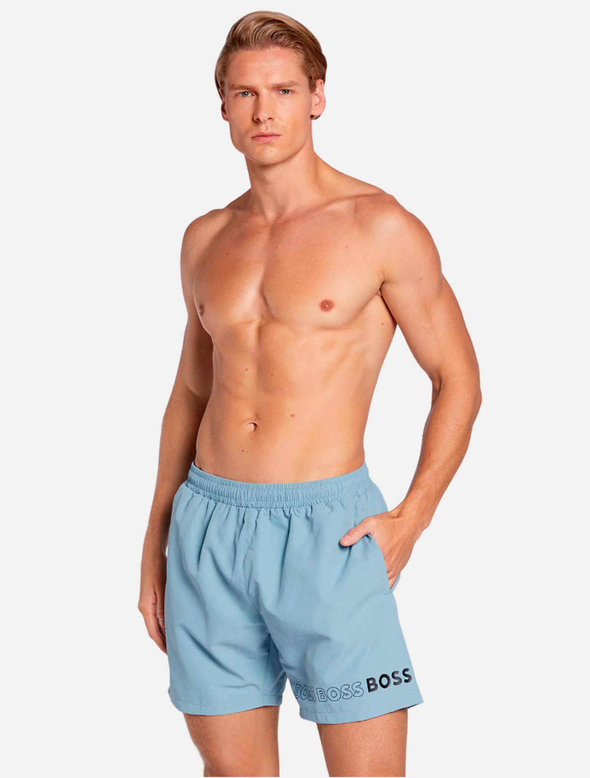 Short Hugo Boss Masculino Regular Tactel Dolphin 100 Azul Claro