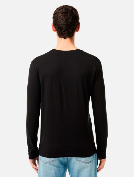 Camiseta Lacoste Masculina Regular Fit Manga Longa TH6712 Preta