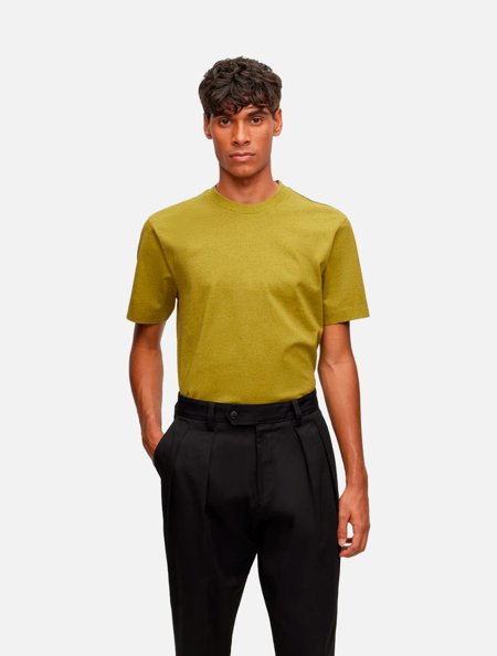 COFFEE BOSS Tシャツ Lサイズ イエロー Camiseta Hugo Boss Masculina Regular Tiburt 416 Amarelo Esverdeado