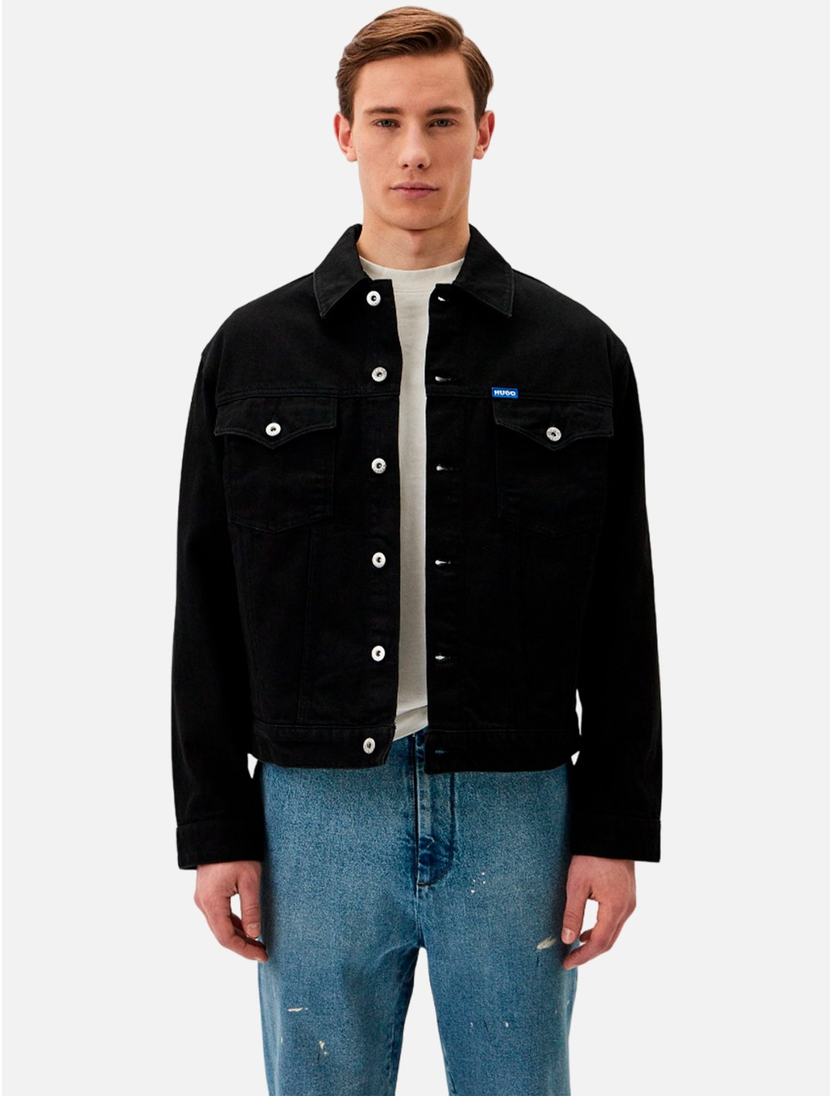 Jaqueta Hugo Boss Masculina Jeans Regular Fit Dex Preta | Adamanto